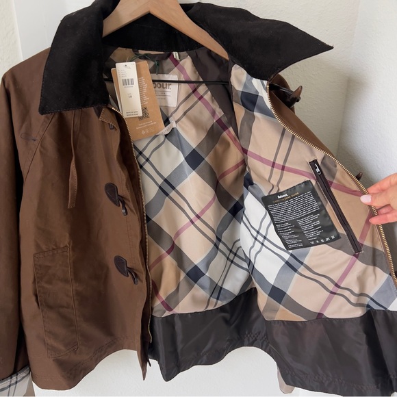 NWT Barbour Myra Waxed Cotton Duffle Jacket Coat in Brown - Picture 7 of 9